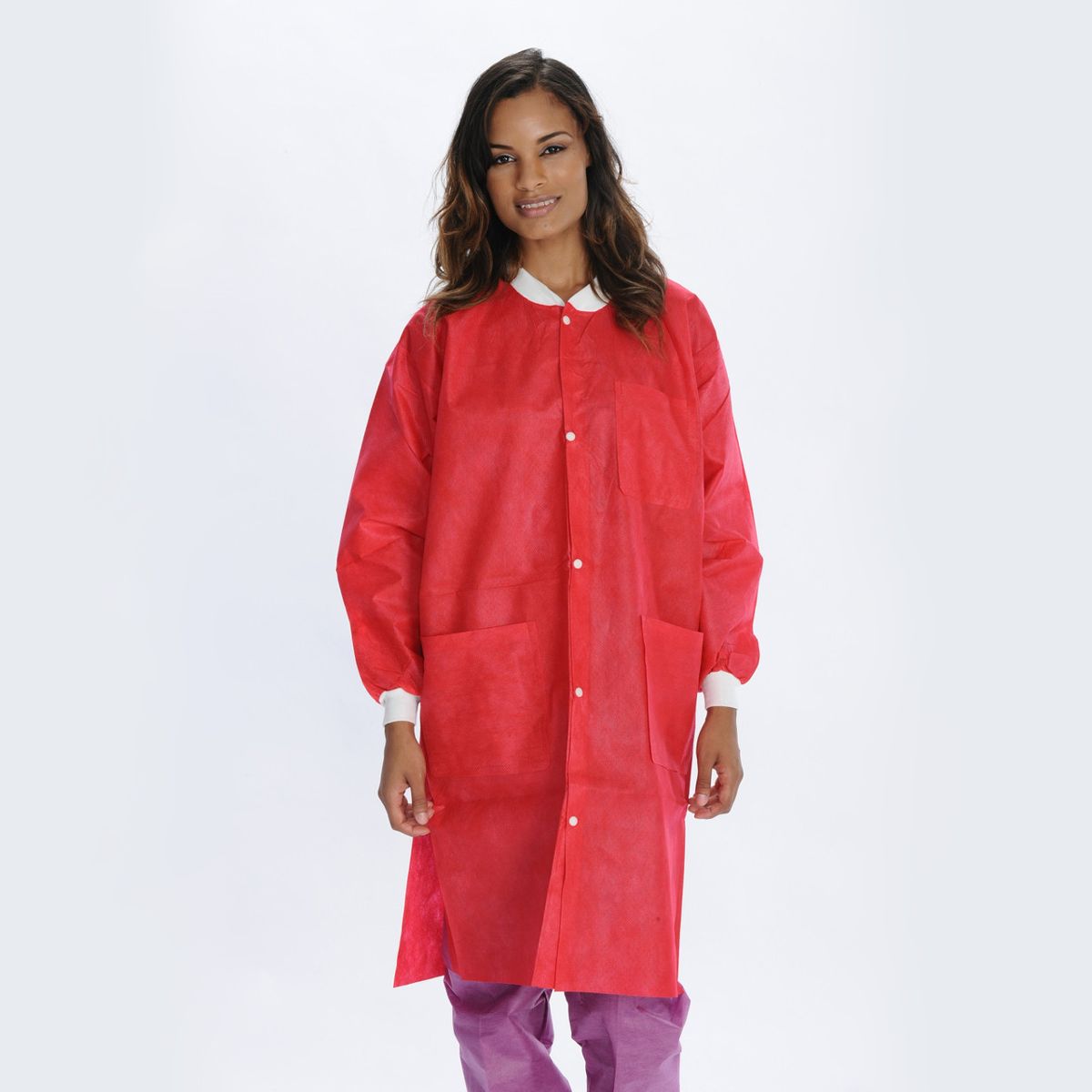 Red knee length coat online